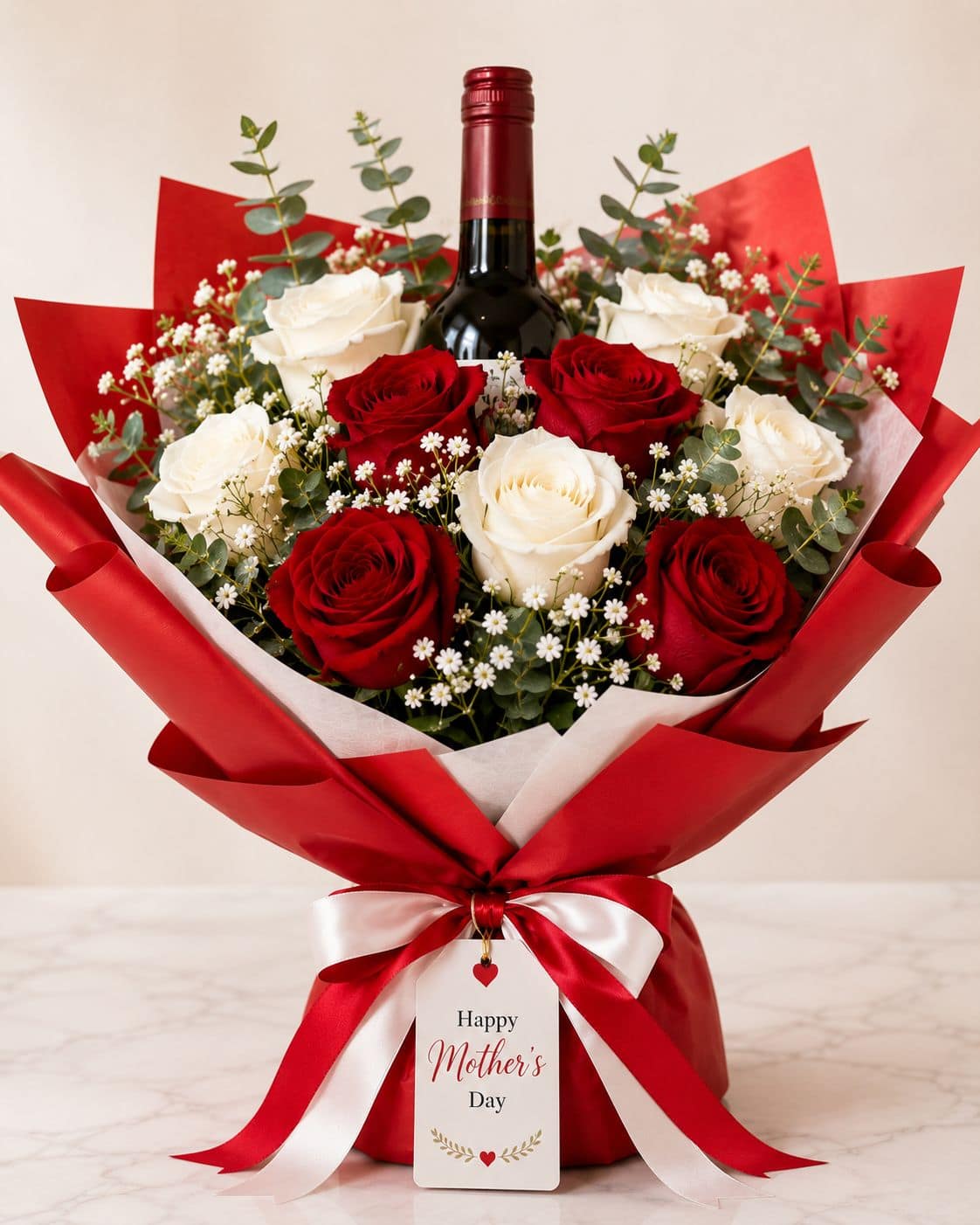 Elegant Wine & Rose Celebration Bouquet
