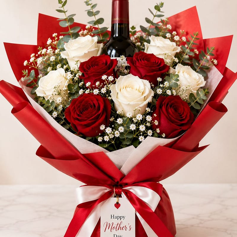 Elegant Wine & Rose Celebration Bouquet