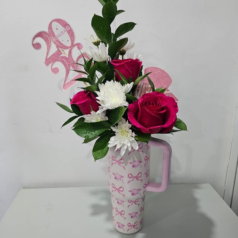 Graduate Bloom Tumbler Arrangement